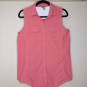 Eddie Bauer sleeveless golf tennis fishing button down shirt tank